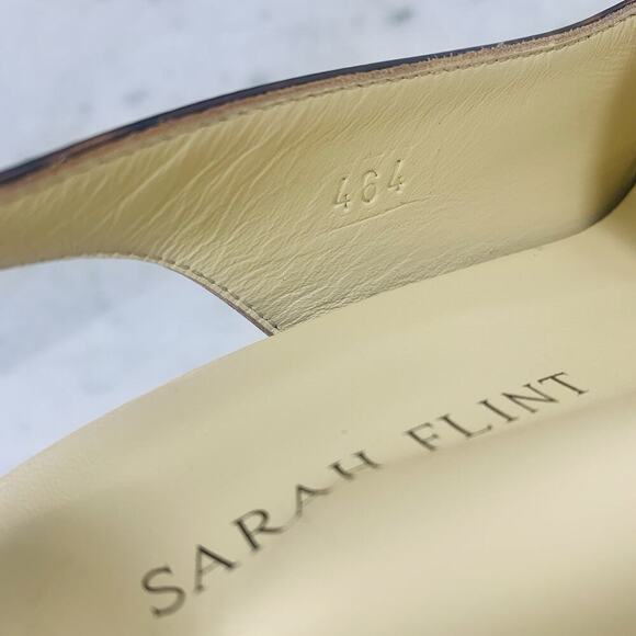 SARAH FLINT Perfect Sabina Sling 85 37-1/2 Tortoise Patent Espresso Satin EUC - Picture 12 of 12